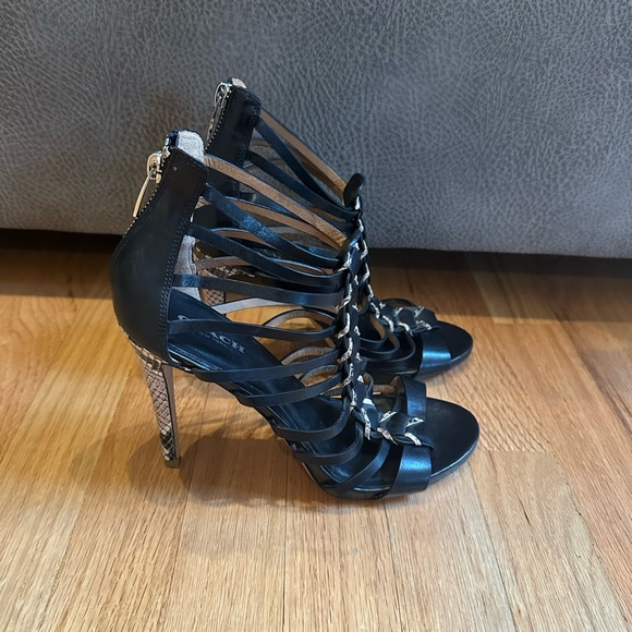 COACH Josey Snakeskin Strappy Heels - Picture 1 of 4